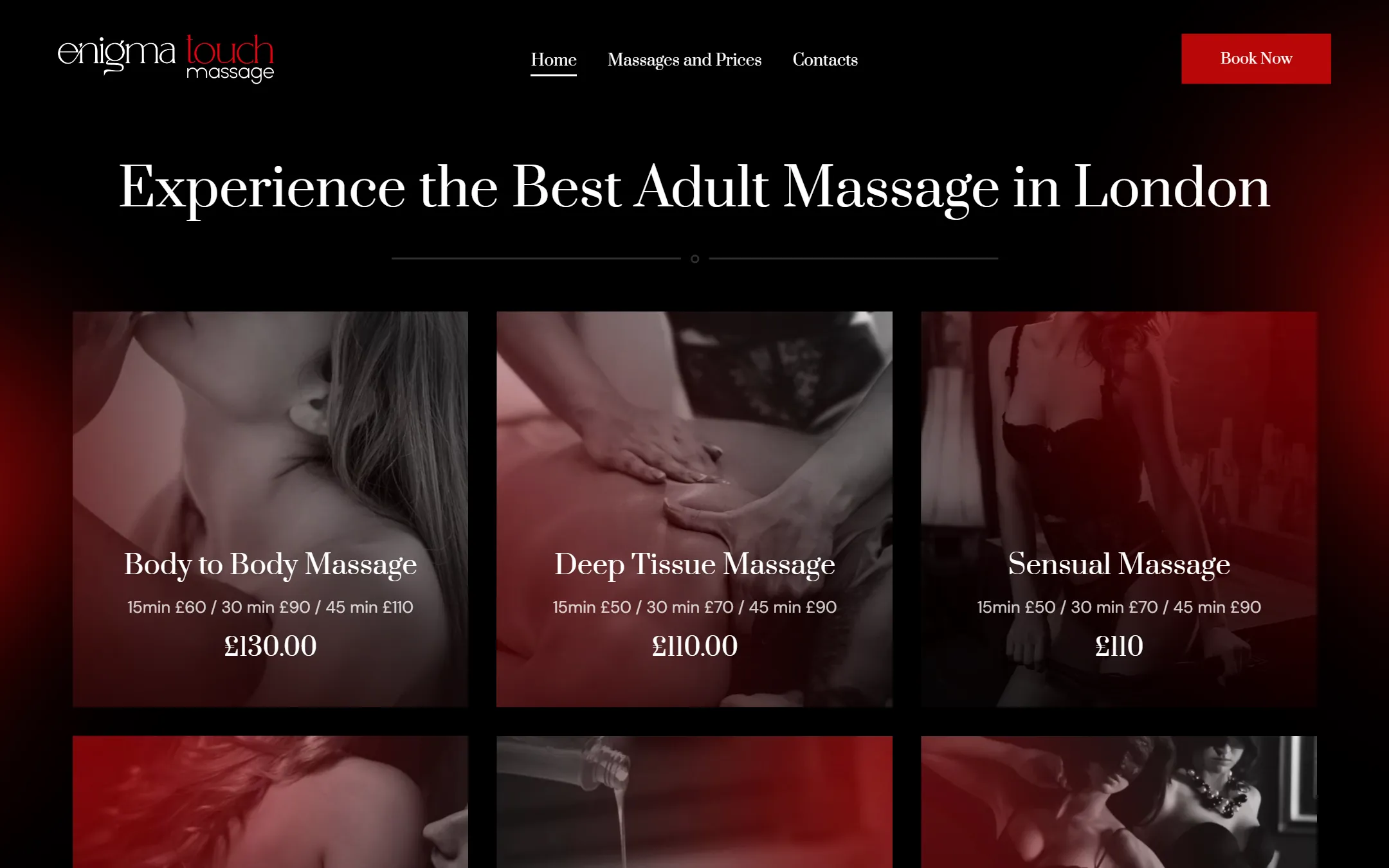 Screenshot of the Enigma Touch website homepage